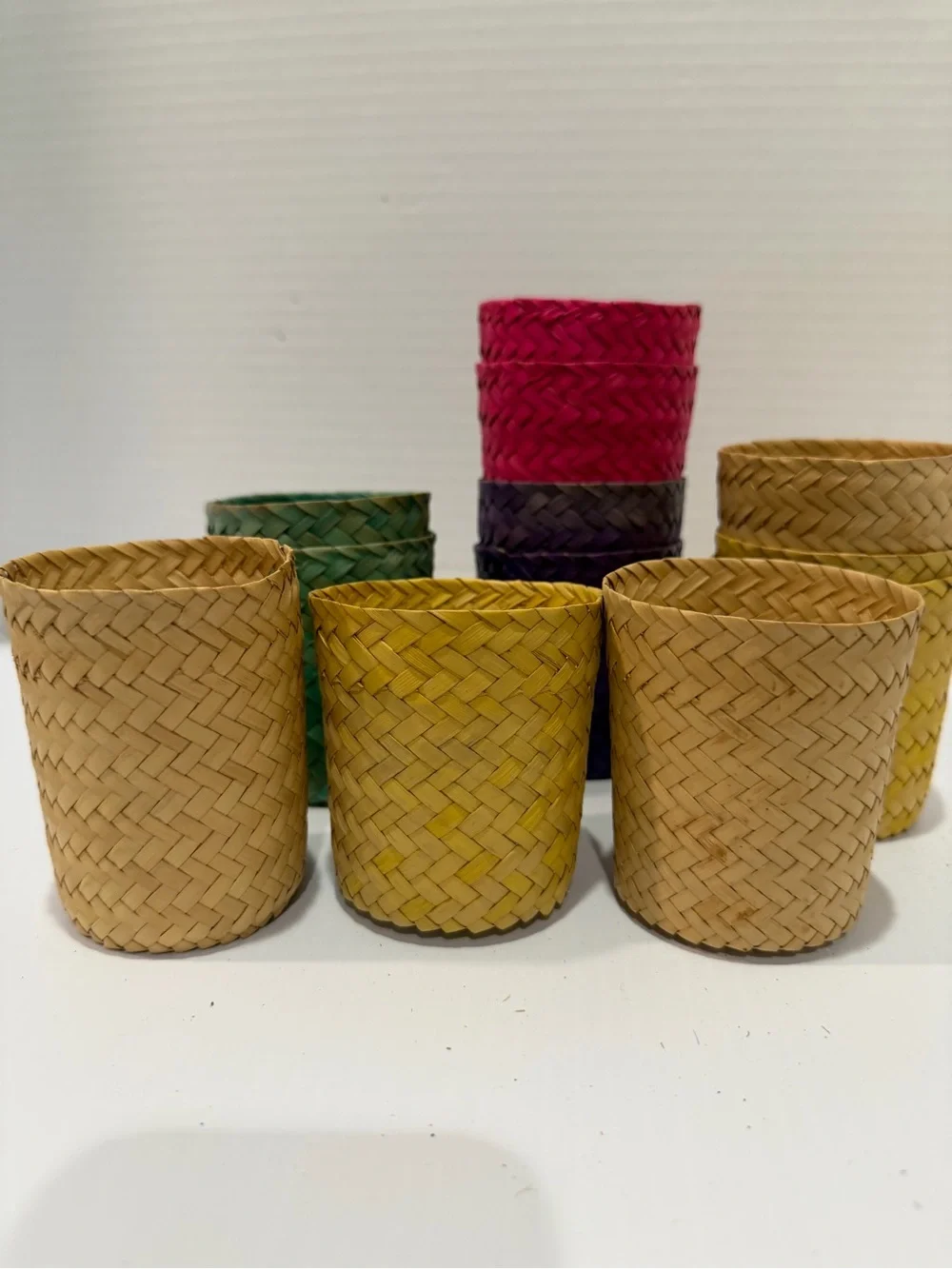 Vtg Straw Drink Sleeves Koozies MCM Tiki 12 Assorted Colors 1960’s